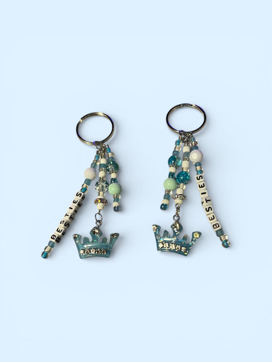 Blue Crown Charm Besties Keychains
